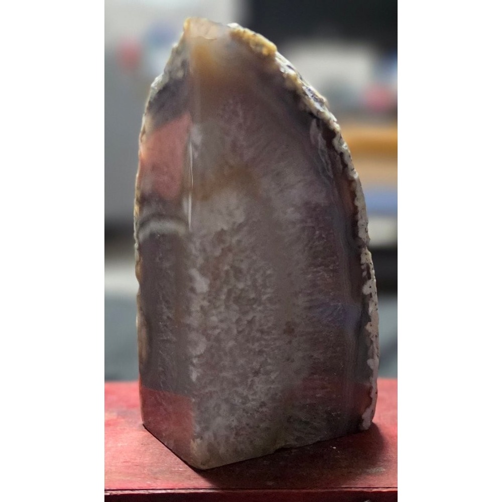 Polished Agate Geode Bookend Natural Stone Crystal Brazil Earthy Tones